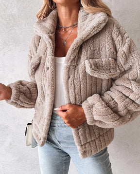 Jaqueta Feminina com Gola Dobrável Estilo Casual Elegante Aconchegante – (Promoção de Inverno 2025)