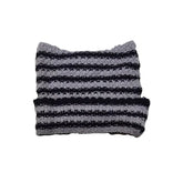 Gorro Feminino Listrado com Estilo Kawaii e Orelhas de Gato – (Promoção de Inverno 2025)