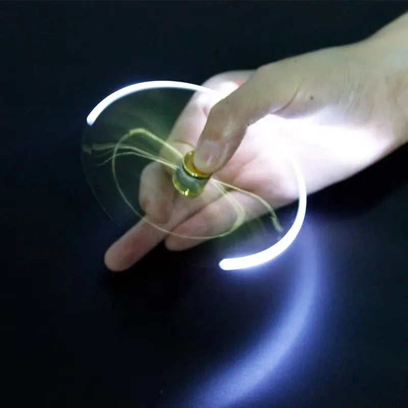 Caneta Fidget Metálica com Luz LED – Giroscópio Divertido e Criativo