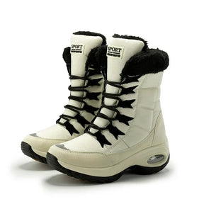 Bota Feminina de Inverno com Cadarço Forro Quente Design Impermeável – (Promoção de Inverno 2025)