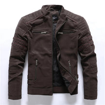 Jaqueta Masculina Estilo Motoqueiro com Forro Peluciado Acabamento Lavado – (Promoção de Inverno 2025)