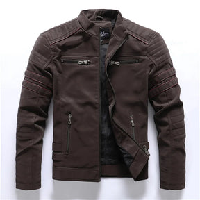 Jaqueta Masculina Estilo Motoqueiro com Forro Peluciado Acabamento Lavado – (Promoção de Inverno 2025)