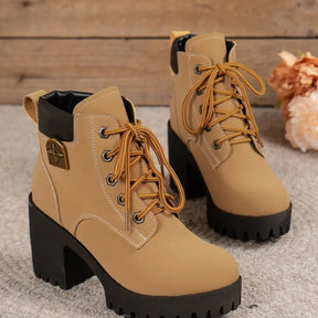Bota Feminina Retrô de Cano Curto com Salto Grosso Bico Arredondado – (Promoção de Inverno 2025)