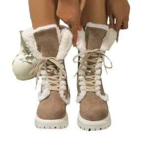 Bota Feminina de Inverno Cano Médio com Cadarço - (Promoção de Inverno 2025)