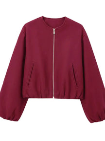 Jaqueta Feminina Bomber Retrô com Zíper - (Promoção de Inverno 2025)