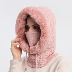 Touca Feminina de Inverno Estilo Balaclava com Gola e Forro Fluffy – (Promoção de Inverno 2025)