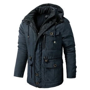 Jaqueta Parka Masculina com Capuz Forrada em Fleece e Algodão Estilo Militar – (Promoção de Inverno 2025)