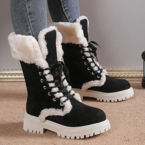 Bota Feminina de Inverno Cano Médio com Cadarço - (Promoção de Inverno 2025)