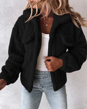 Jaqueta Feminina com Gola Dobrável Estilo Casual Elegante Aconchegante – (Promoção de Inverno 2025)