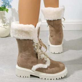Bota Feminina de Inverno Cano Médio com Cadarço - (Promoção de Inverno 2025)