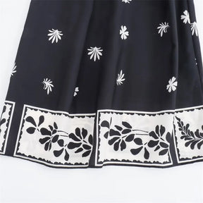 Vestido Midi Preto Bordado Elegante