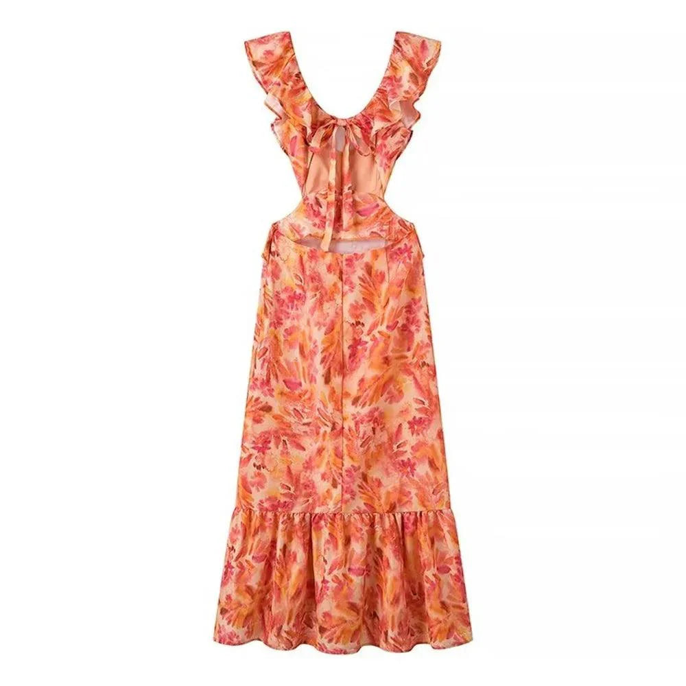 Vestido Midi Feminino de Verão com Camadas