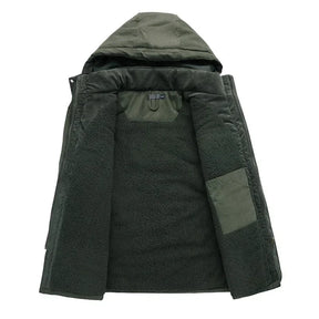 Jaqueta Parka Masculina com Capuz Forrada em Fleece e Algodão Estilo Militar – (Promoção de Inverno 2025)