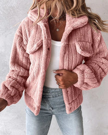 Jaqueta Feminina com Gola Dobrável Estilo Casual Elegante Aconchegante – (Promoção de Inverno 2025)
