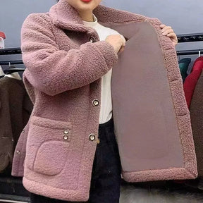 Jaqueta Feminina Cardigan com Forro em Pelúcia Acabamento Aveludado – (Promoção de Inverno 2025)