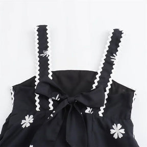 Vestido Midi Preto Bordado Elegante