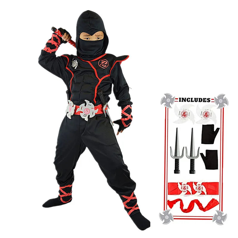 Fantasia Infantil Ninja Preto – Conjunto com Máscara e Acessórios