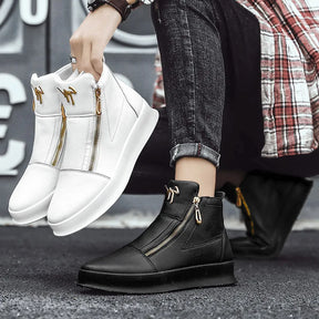 Bota Masculina de Luxo com Plataforma e Zíper (Promoção de Inverno 2025)