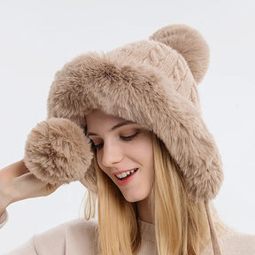 Touca Feminina de Inverno Estilo Balaclava com Gola e Forro Fluffy – (Promoção de Inverno 2025)