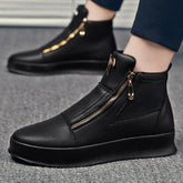 Bota Masculina de Luxo com Plataforma e Zíper (Promoção de Inverno 2025)