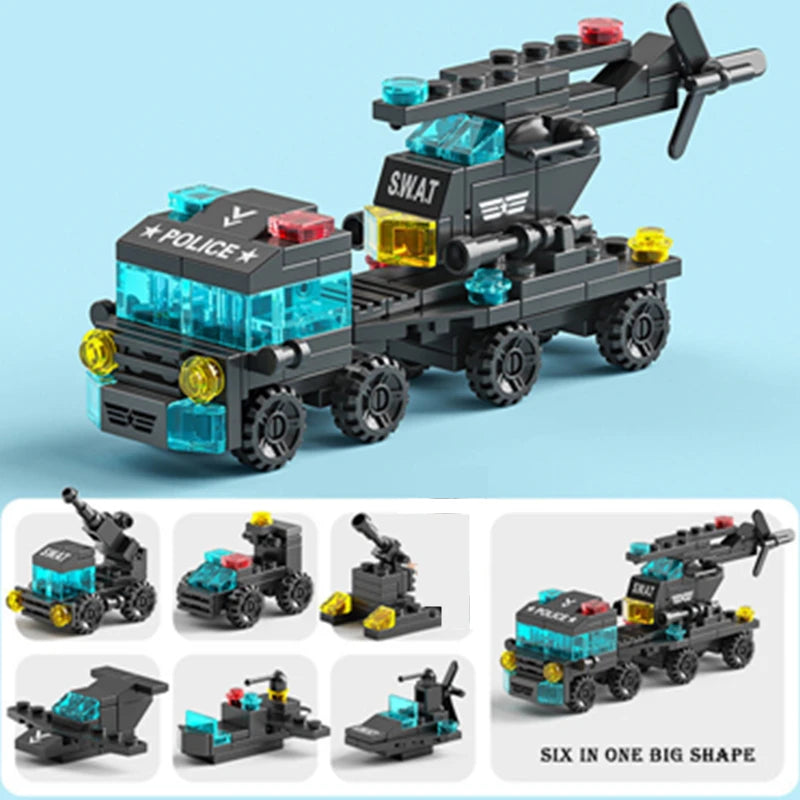 Brinquedo de Montar 6 em 1 – Kit de Construção de Veículos para Crianças