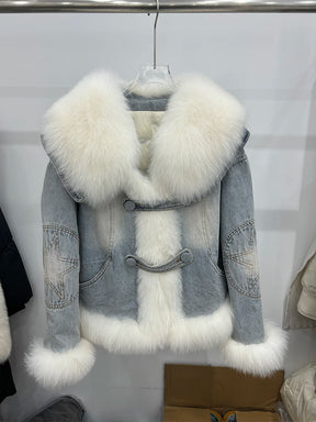 Jaqueta Jeans Feminina com Gola e Forro Peluciado – (Promoção de Inverno 2025)