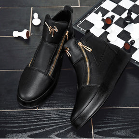 Bota Masculina de Luxo com Plataforma e Zíper (Promoção de Inverno 2025)