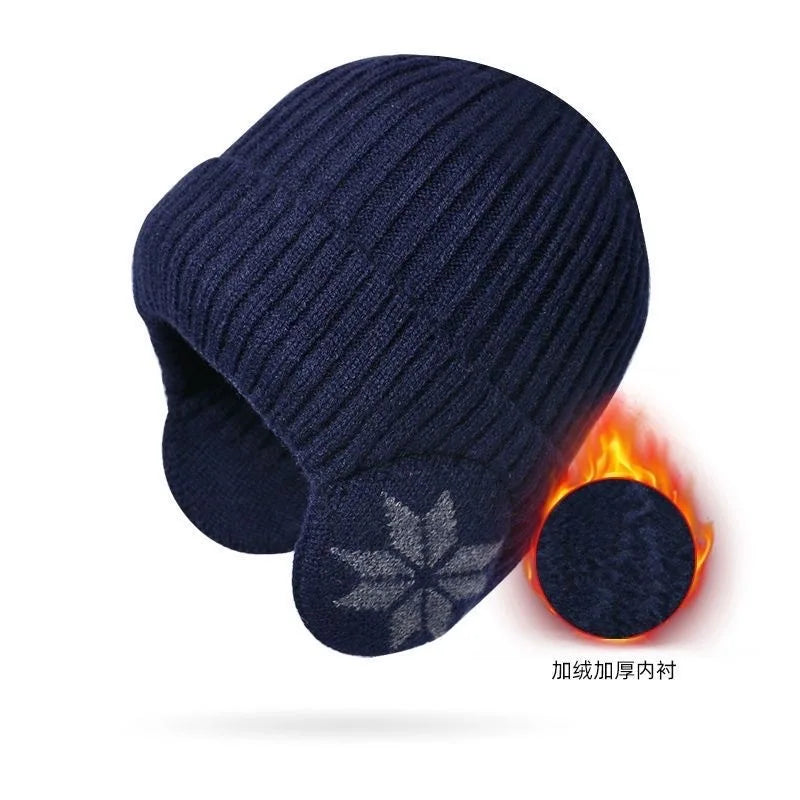 Gorro Unissex Tricotado com Proteção de Orelha e Design Snowflake – (Promoção de Inverno 2025)