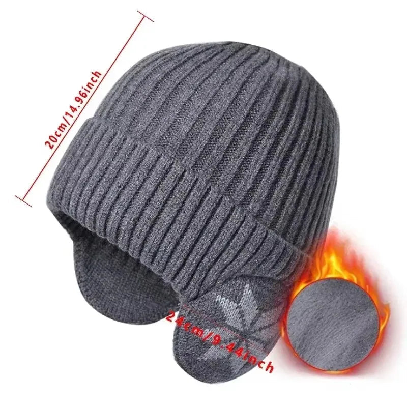 Gorro Unissex Tricotado com Proteção de Orelha e Design Snowflake – (Promoção de Inverno 2025)