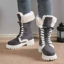 Bota Feminina de Inverno Cano Médio com Cadarço - (Promoção de Inverno 2025)