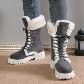Bota Feminina de Inverno Cano Médio com Cadarço - (Promoção de Inverno 2025)
