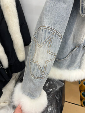Jaqueta Jeans Feminina com Gola e Forro Peluciado – (Promoção de Inverno 2025)