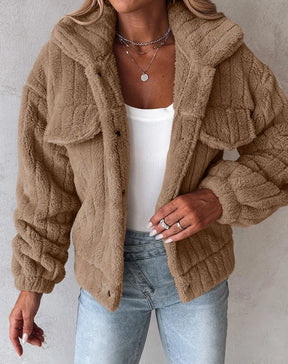 Jaqueta Feminina com Gola Dobrável Estilo Casual Elegante Aconchegante – (Promoção de Inverno 2025)