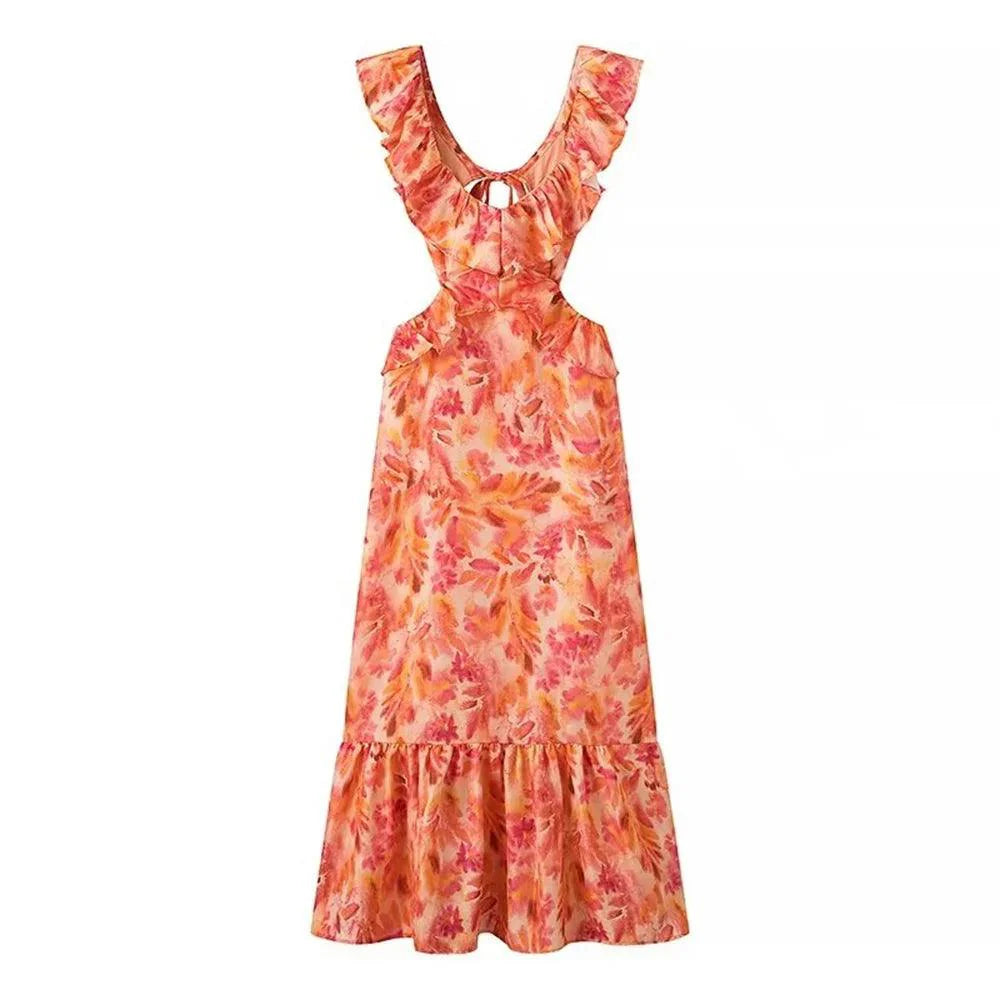 Vestido Midi Feminino de Verão com Camadas