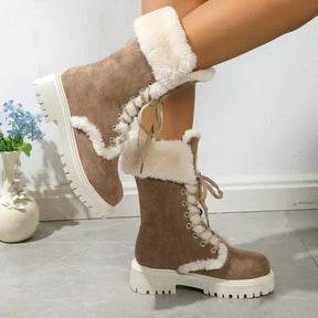 Bota Feminina de Inverno Cano Médio com Cadarço - (Promoção de Inverno 2025)