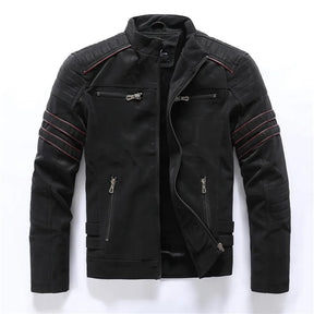 Jaqueta Masculina Estilo Motoqueiro com Forro Peluciado Acabamento Lavado – (Promoção de Inverno 2025)
