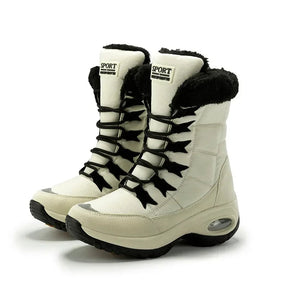 Bota Feminina de Inverno com Cadarço Forro Quente Design Impermeável – (Promoção de Inverno 2025)