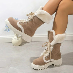Bota Feminina de Inverno Cano Médio com Cadarço - (Promoção de Inverno 2025)