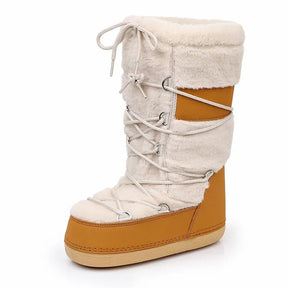Bota Feminina Plataforma com Forro de Lã Estilo Ski Moderno – (Promoção de Inverno 2025)