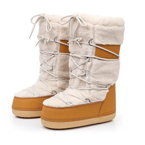 Bota Feminina Plataforma com Forro de Lã Estilo Ski Moderno – (Promoção de Inverno 2025)