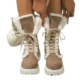Bota Feminina de Inverno Cano Médio com Cadarço - (Promoção de Inverno 2025)