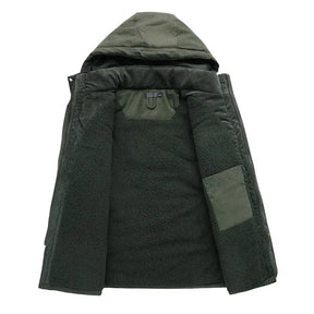 Jaqueta Parka Masculina com Capuz Forrada em Fleece e Algodão Estilo Militar – (Promoção de Inverno 2025)