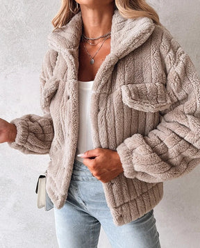 Jaqueta Feminina com Gola Dobrável Estilo Casual Elegante Aconchegante – (Promoção de Inverno 2025)