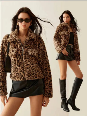 Jaqueta Feminina Estampada Forro Peluciado Fechamento em Zíper – (Promoção de Inverno 2025)