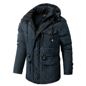 Jaqueta Parka Masculina com Capuz Forrada em Fleece e Algodão Estilo Militar – (Promoção de Inverno 2025)