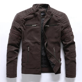 Jaqueta Masculina Estilo Motoqueiro com Forro Peluciado Acabamento Lavado – (Promoção de Inverno 2025)