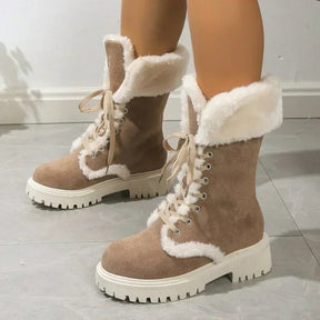 Bota Feminina de Inverno Cano Médio com Cadarço - (Promoção de Inverno 2025)