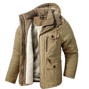 Jaqueta Parka Masculina com Capuz Forrada em Fleece e Algodão Estilo Militar – (Promoção de Inverno 2025)