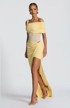 Vestido Longo Assimétrico com Fenda Modern Azurae
