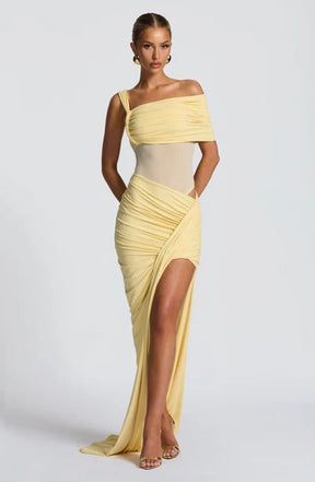 Vestido Longo Assimétrico com Fenda Modern Azurae